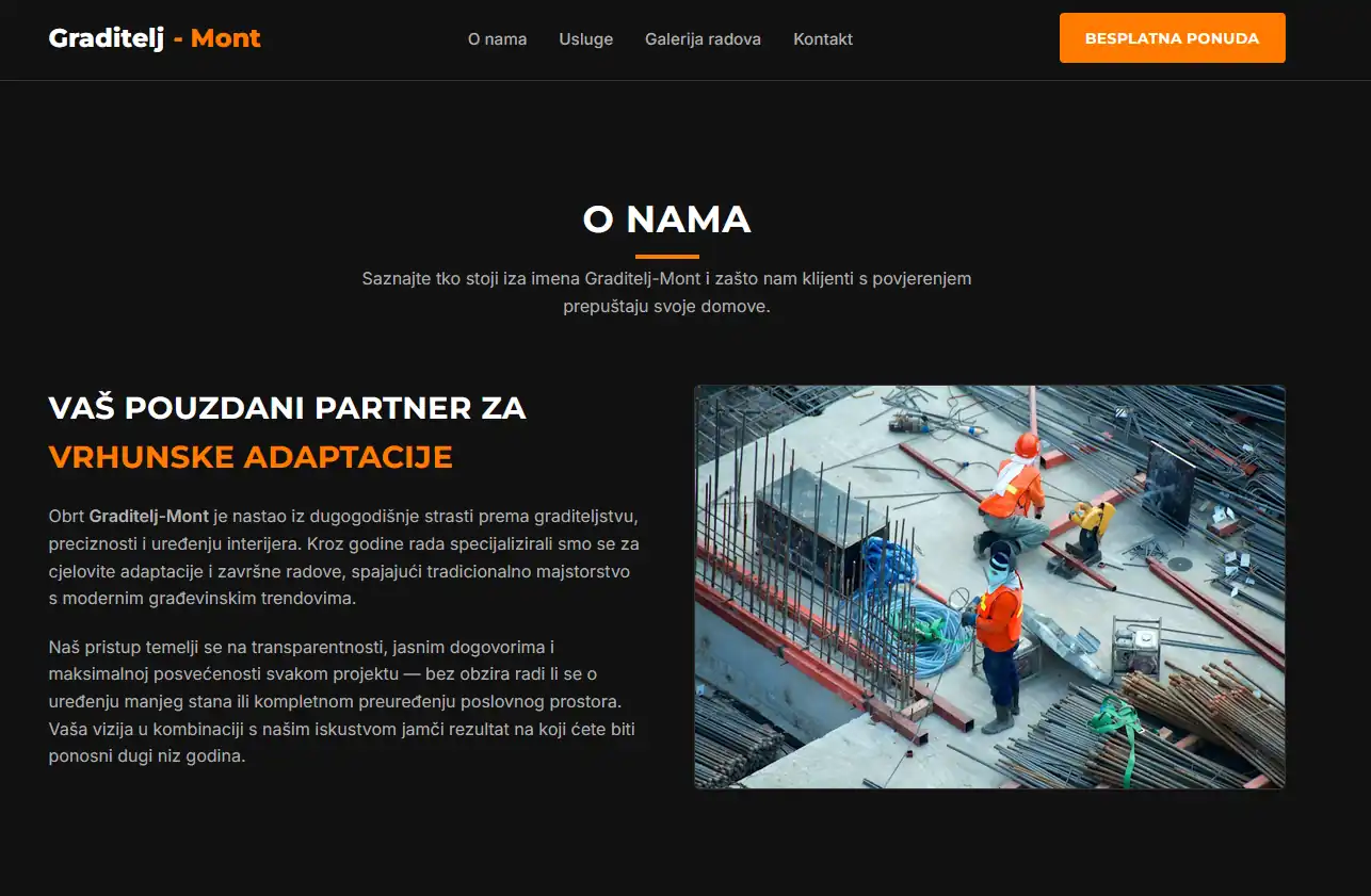 Web prezentacija majstora za kućne popravke - prikaz dizajna
