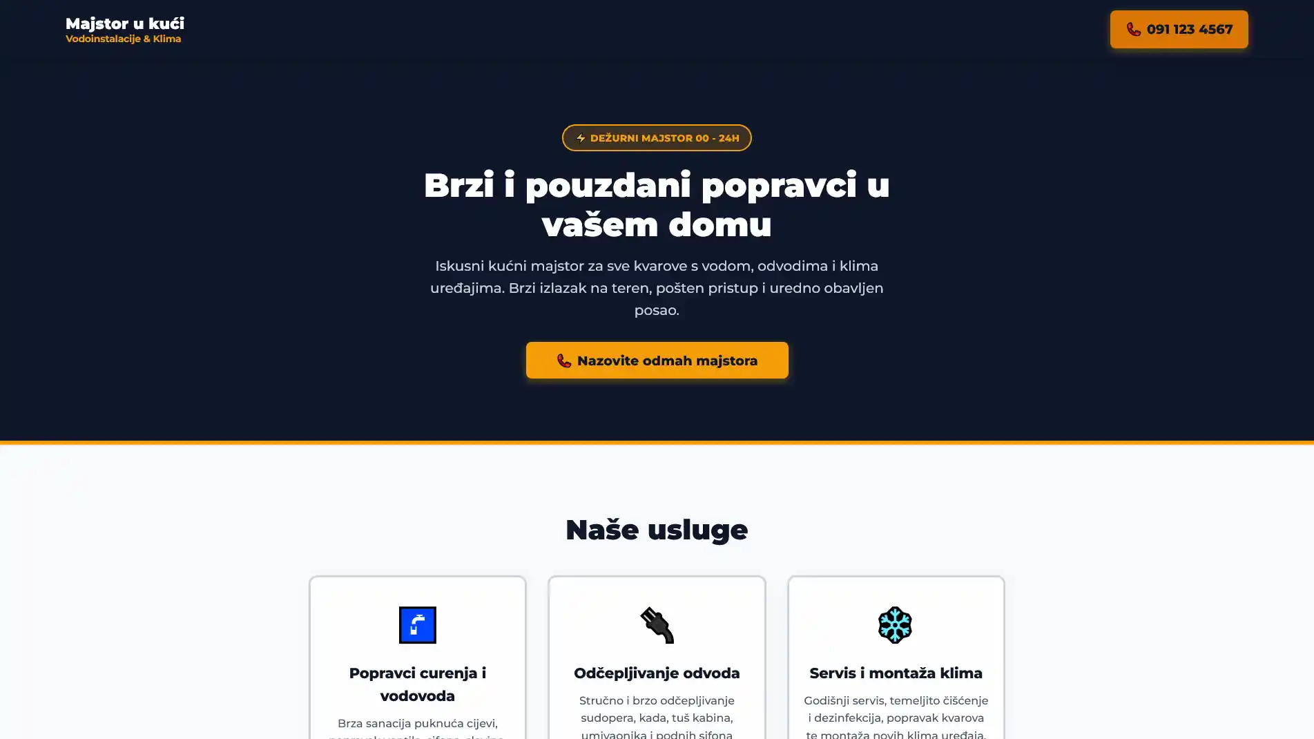 Web prezentacija majstora za kućne popravke - prikaz dizajna